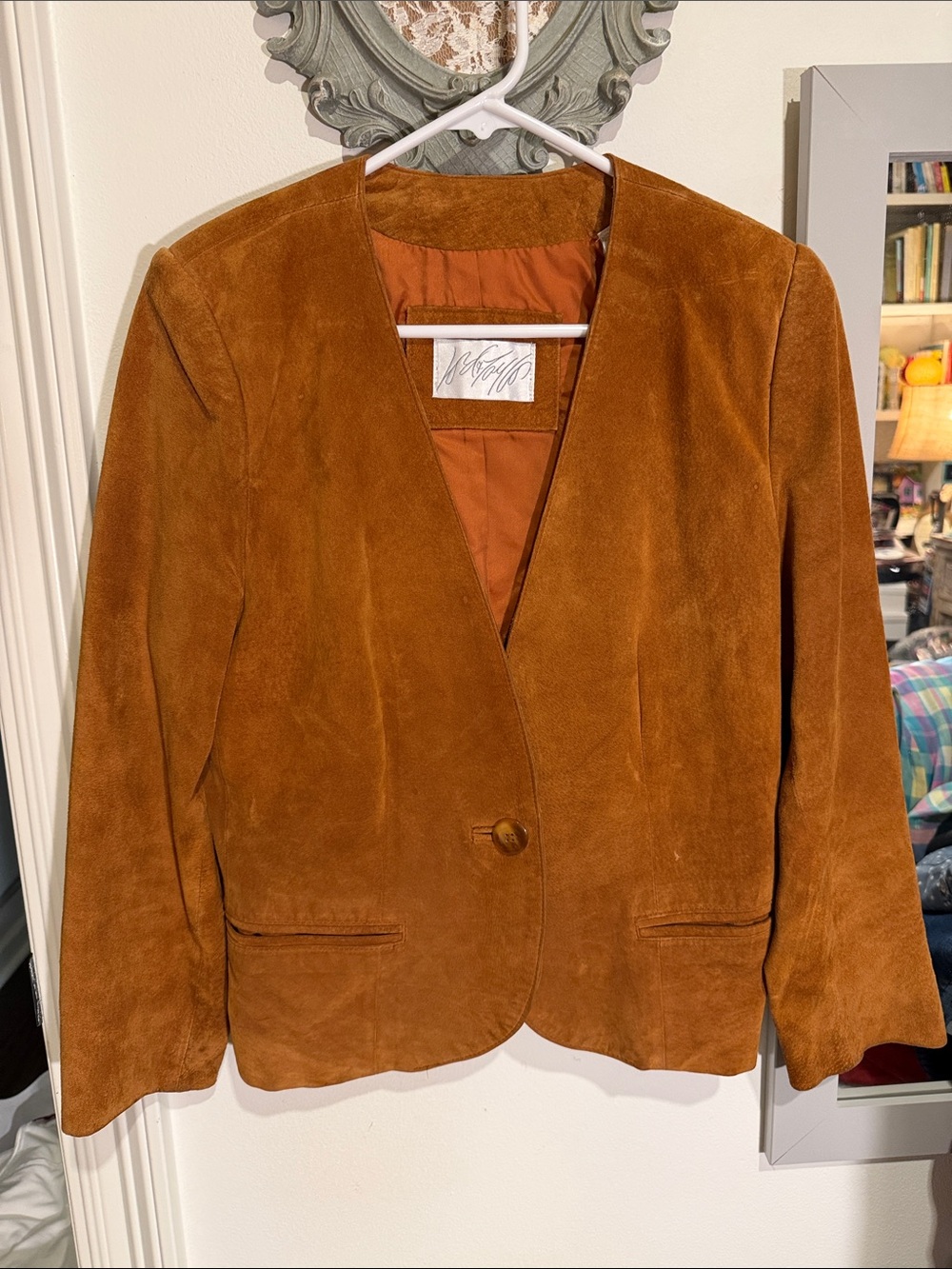 Lord & Taylor Rust leather Suede Single-Button Blazer